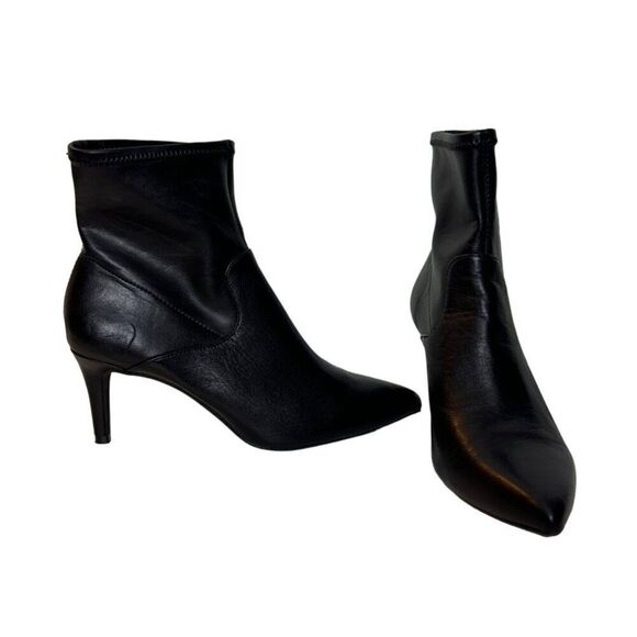 1901 Black Leather Pointed Toe Ankle Boots 8M - Picture 7 of 8